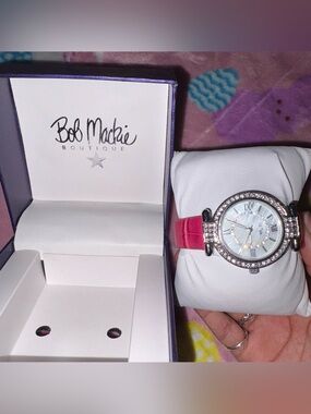 Bob Mackie Pink Crystal-Accent Women’s Watch